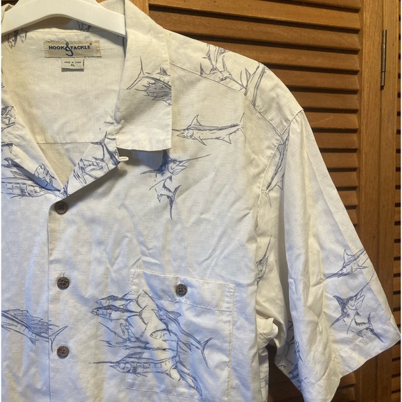 Hook And Tackle Cream with Black & Grey Fish Graphics Shirt - Picture 6 of 16